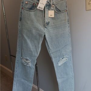 Blue‎ Straight-Leg Distressed Jeans MMG NWT